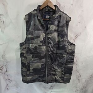 American Rag Vest Mens Large Camo Puffer Green Woodland Synthetic Insulated